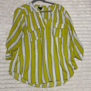 Torrid Yellow and White Striped Blouse